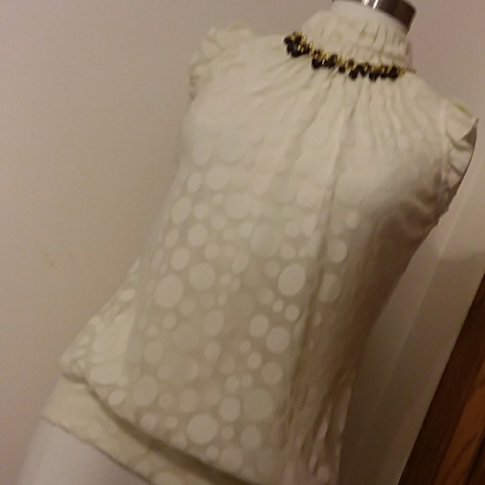 The Limited size small cream polkadot top